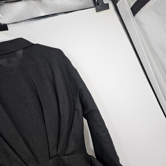 Significant Other Marloe Shirt Dress Black Linen Blend Sash Pleated Mini Size 4 - Picture 11 of 11